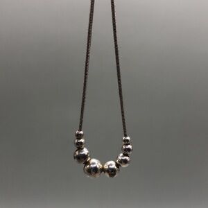 Solid Sterling Silver 925 Vintage Graduated Slider Ball Bead Necklace  Italy